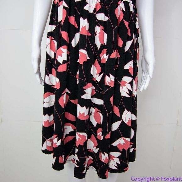 Modcloth black pink floral print short‎ sleeve dress, 1X - Picture 5 of 16